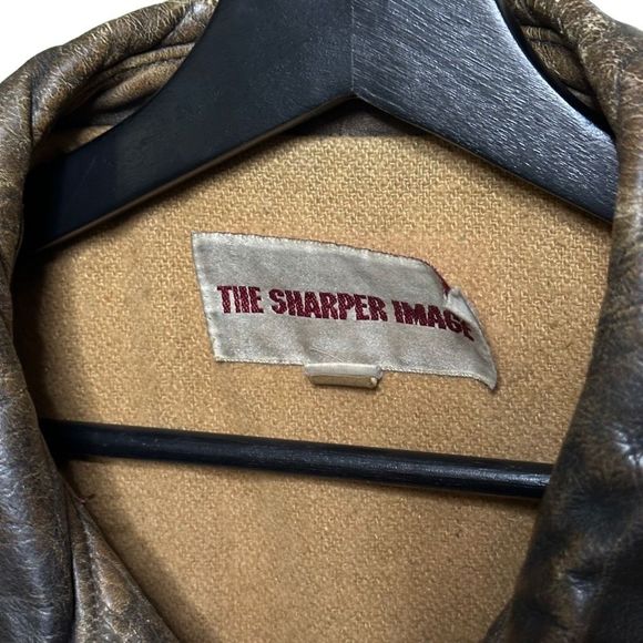 VTG The Sharper Image Leather Brown Jacket Size L Made in USA 70s - Picture 2 of 5